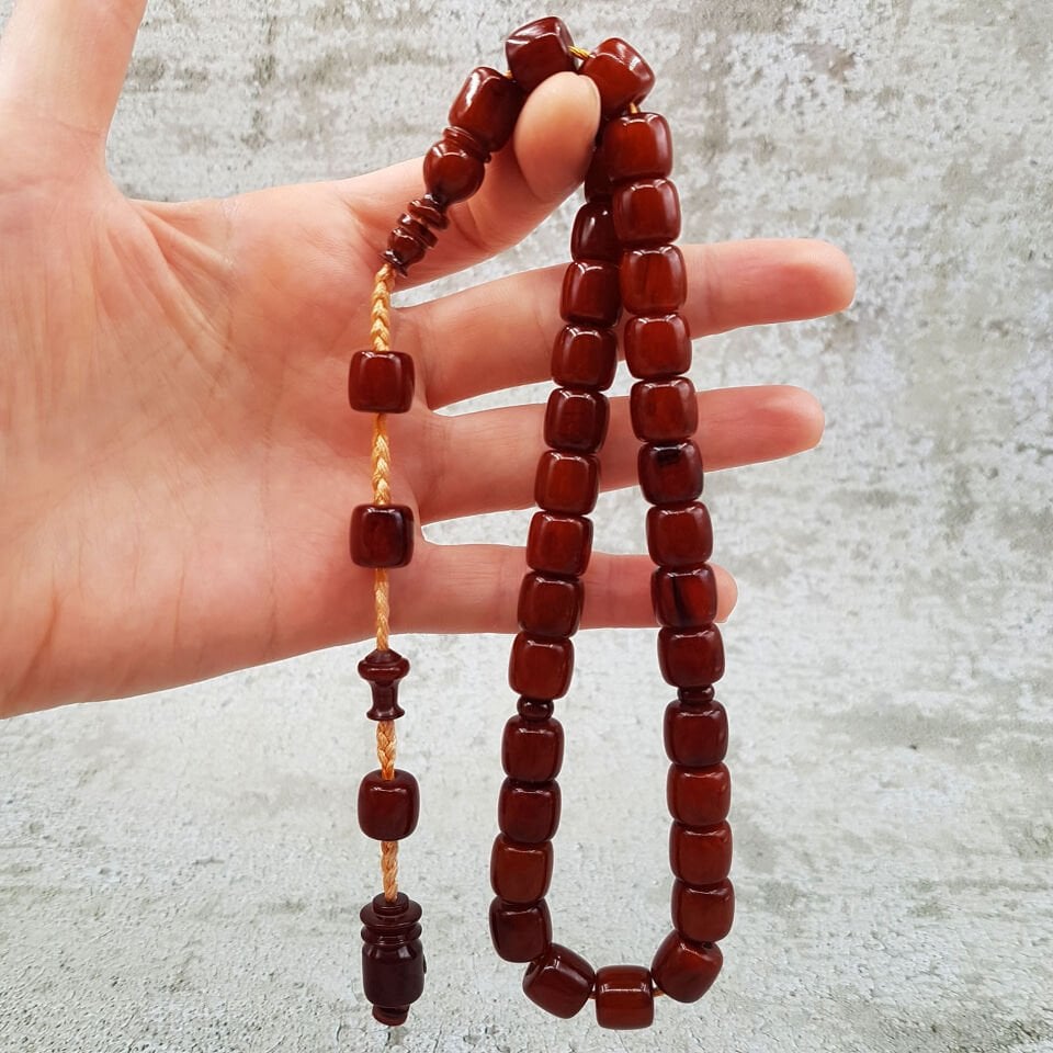 Havşa Delim Kahve Teker Sıkma Kehribar Tesbih