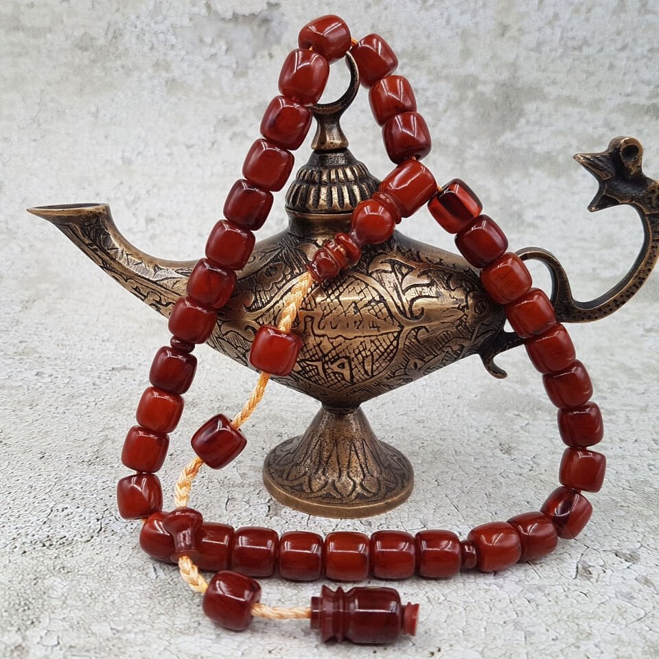 Havşa Delim Kahve Teker Sıkma Kehribar Tesbih