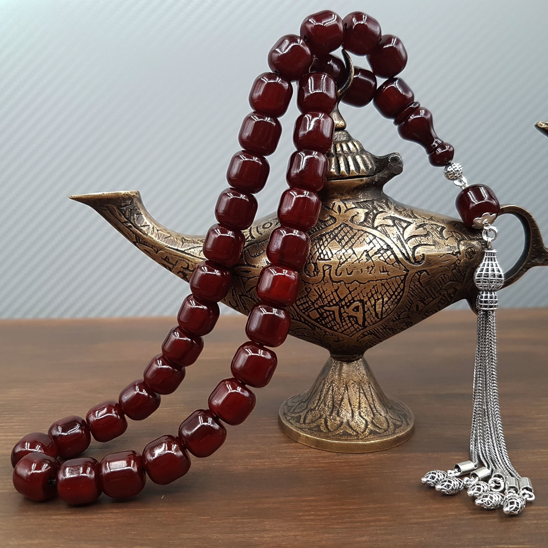 Osmanlı Torunu Tombul Kapsül Sıkma Kehribar Tesbih