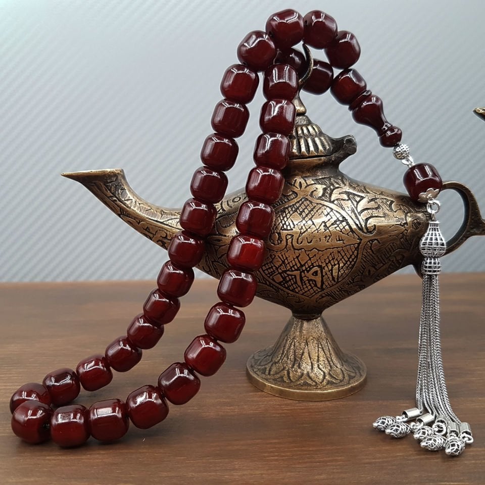 Osmanlı Torunu Tombul Kapsül Sıkma Kehribar Tesbih