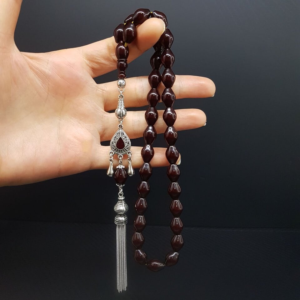 Sığırcık Kesim Kahve Sıkma Kehribar Tesbih