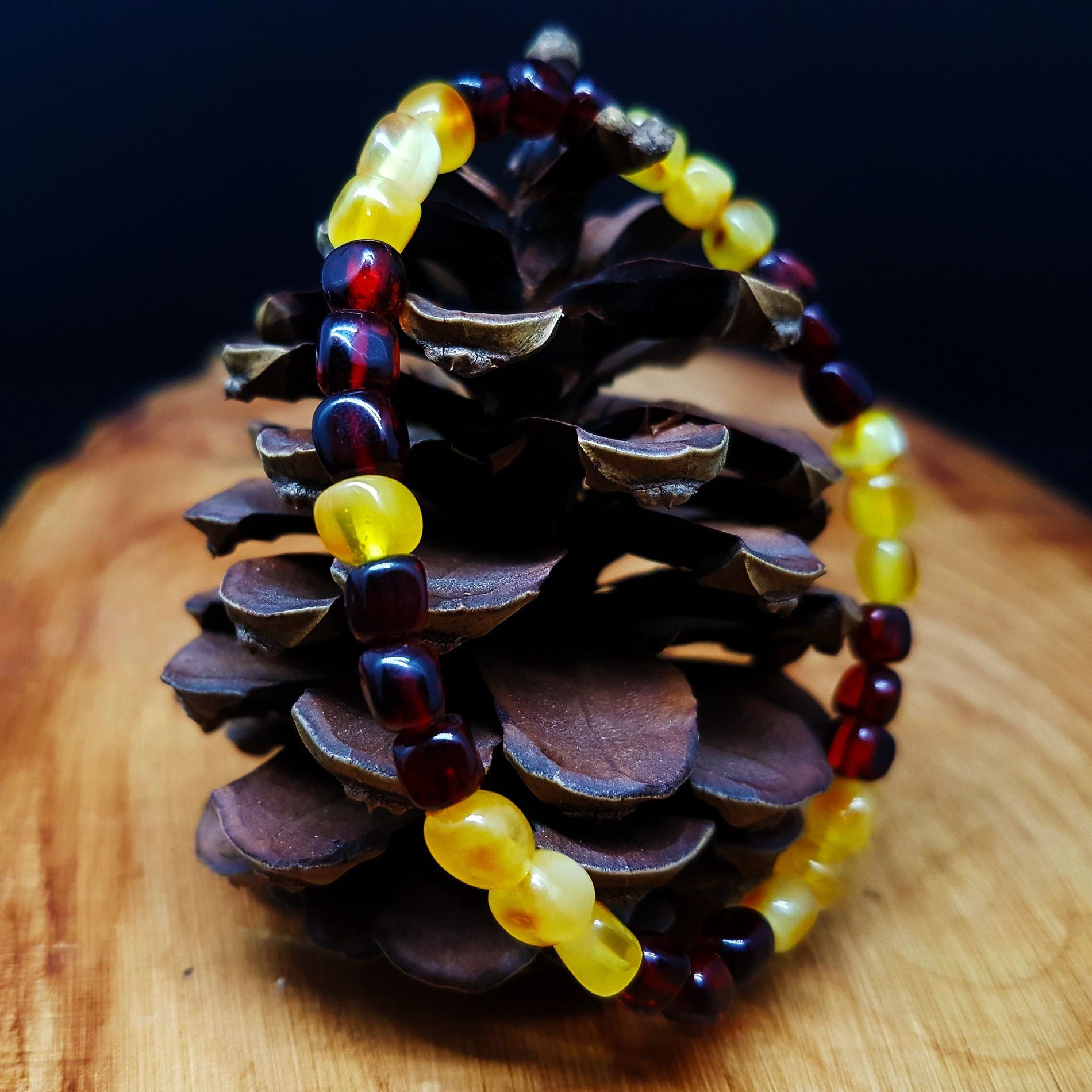 Sarı Kahve Damla Kehribar Bileklik