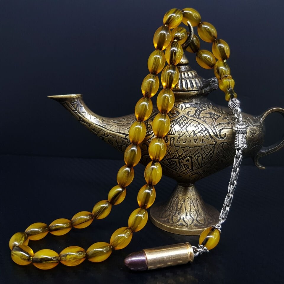 Yeşil Hamur Arpa Kesim Sıkma Kehribar Tesbih