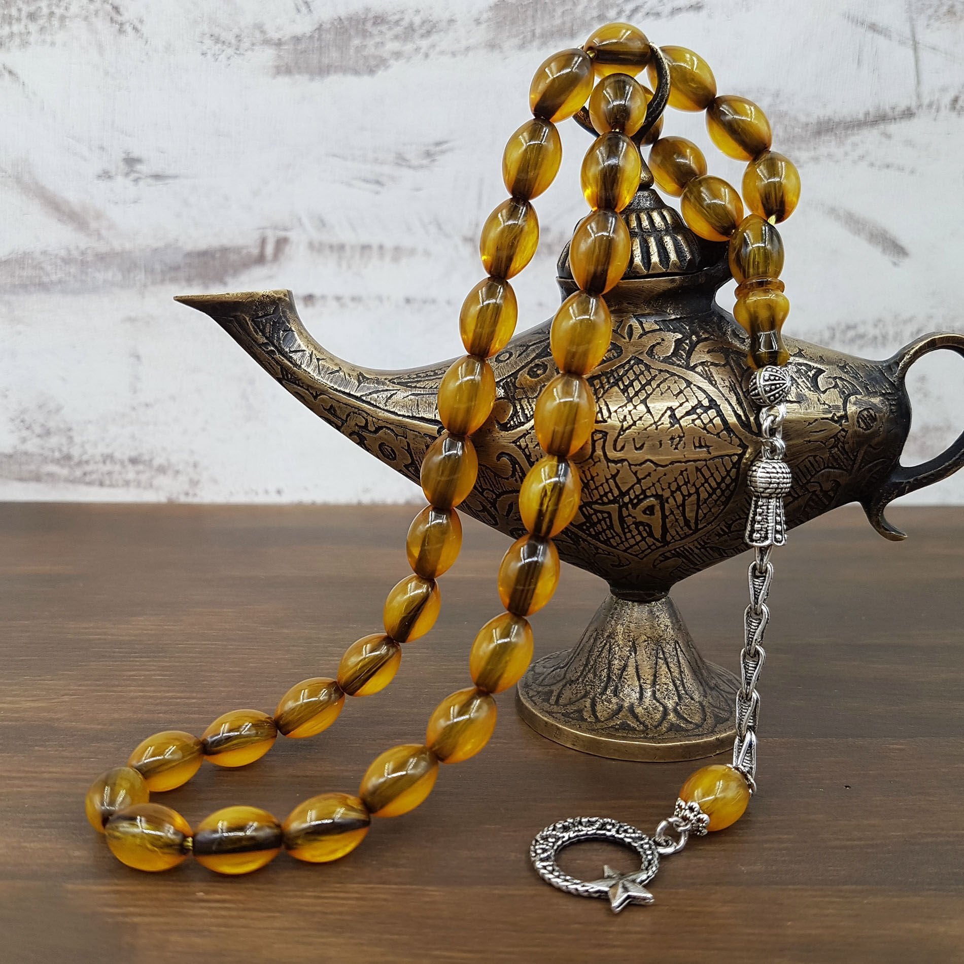 Yeşil Hamur Arpa Kesim Sıkma Kehribar Tesbih