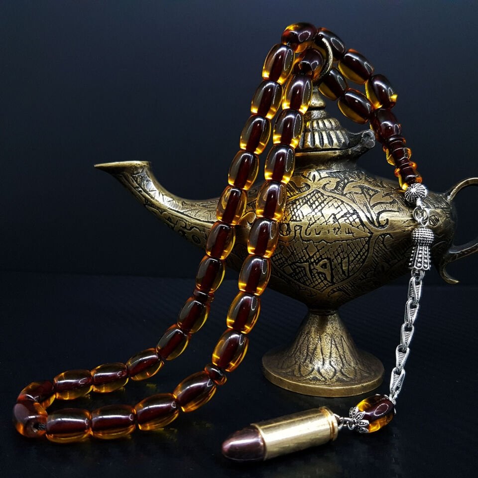 Fıçı Kesim Sarı Ateş Kehribar Tesbih