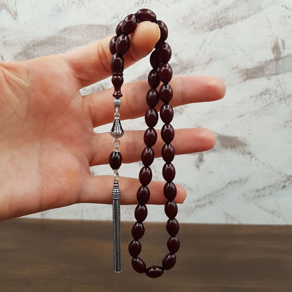 Gümüş Püskül Bürokrat Arpa Sıkma Kehribar tesbih