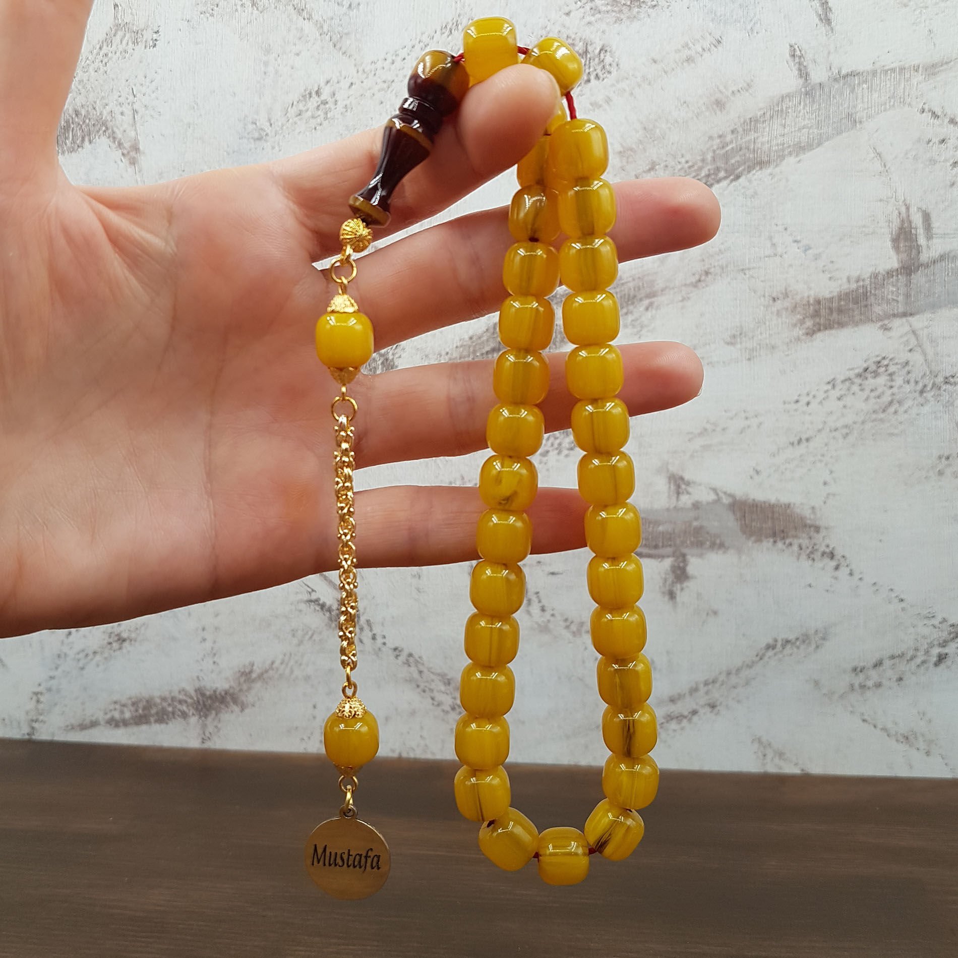 Teker Kesim Kişiye Özel Sarı Sıkma Kehribar