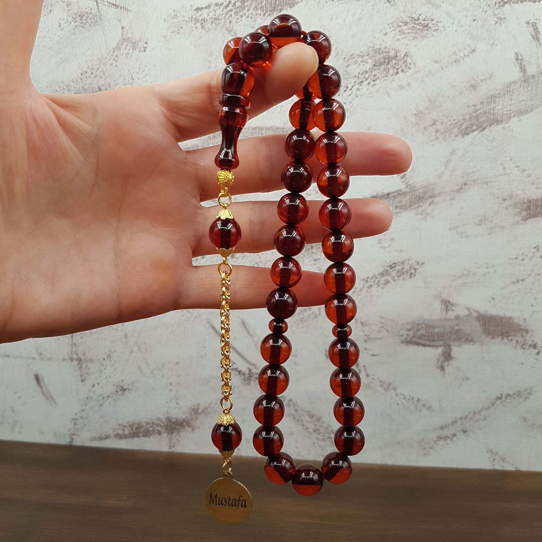 Kişiye Özel Küre Kesim Ateş Kehribar Tesbih