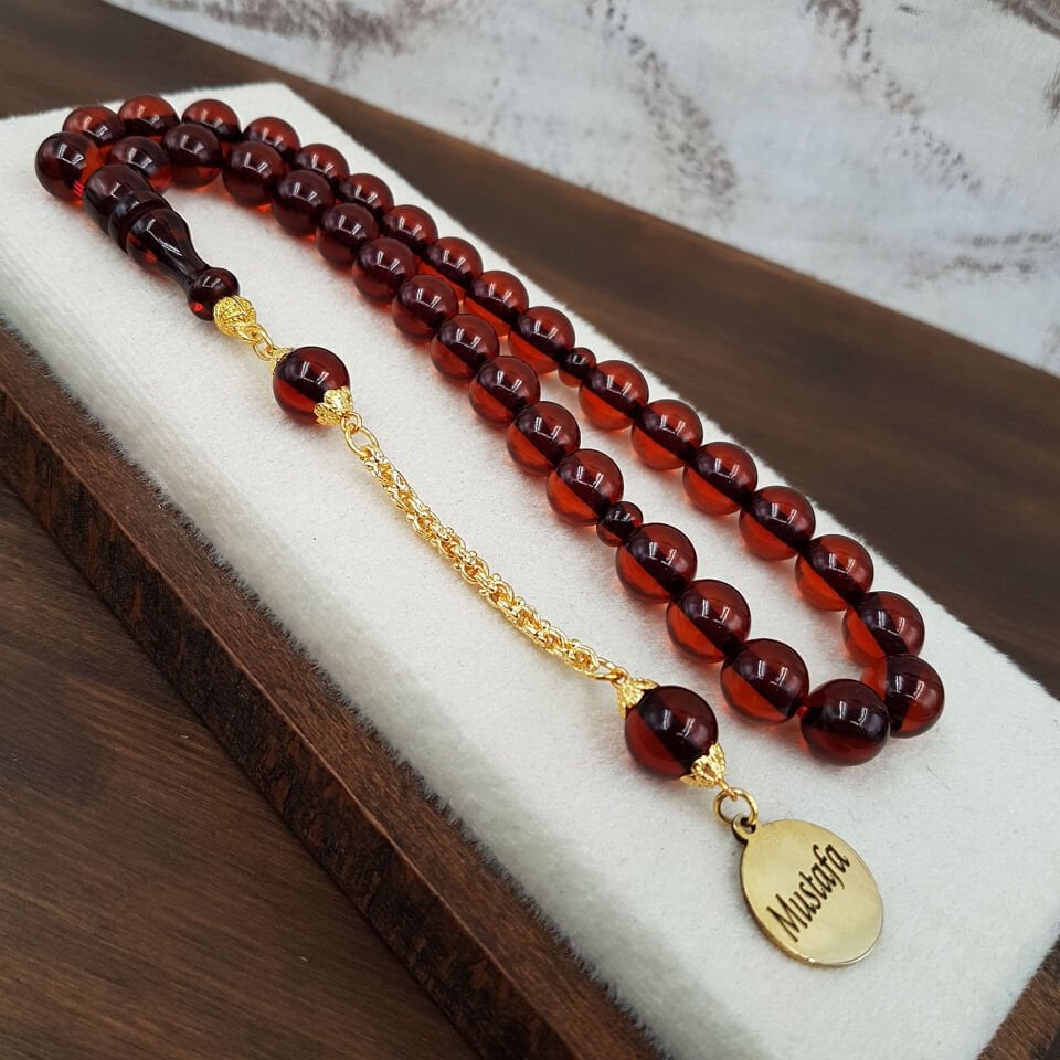 Kişiye Özel Küre Kesim Ateş Kehribar Tesbih