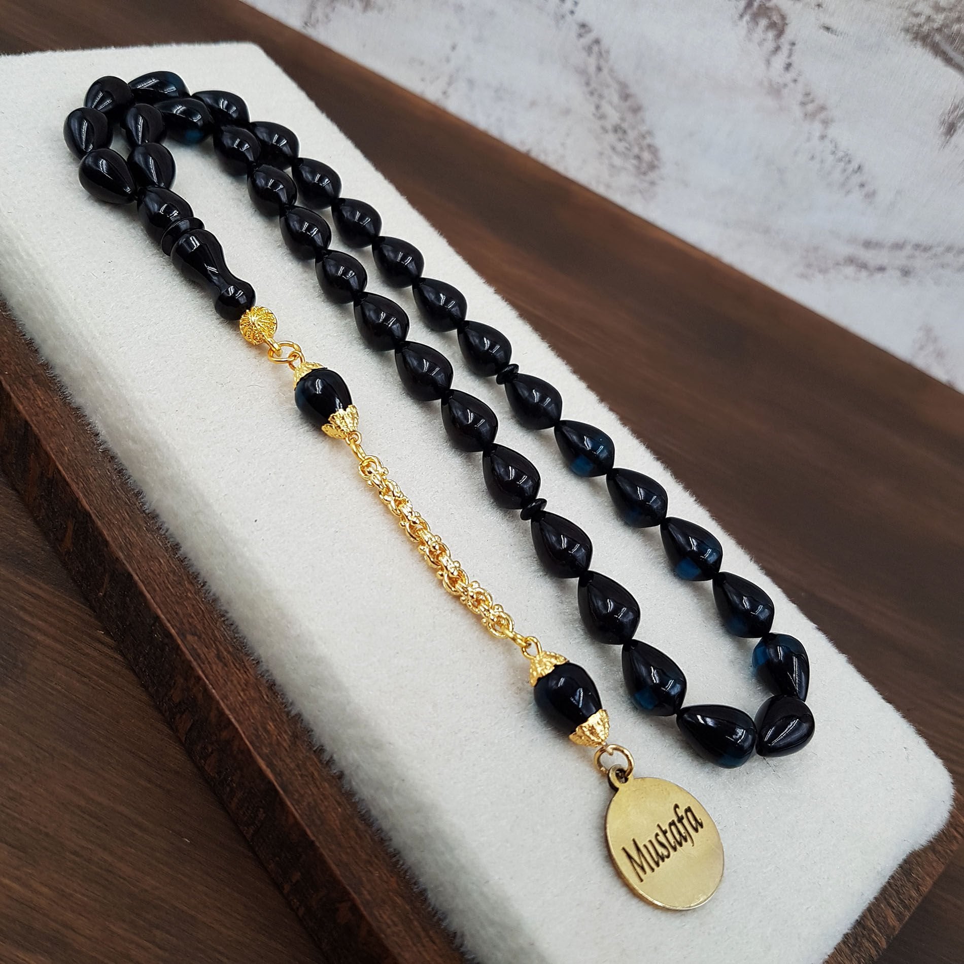 Kişiye Özel Damla Kesim Sürmeli Ateş Kehribar