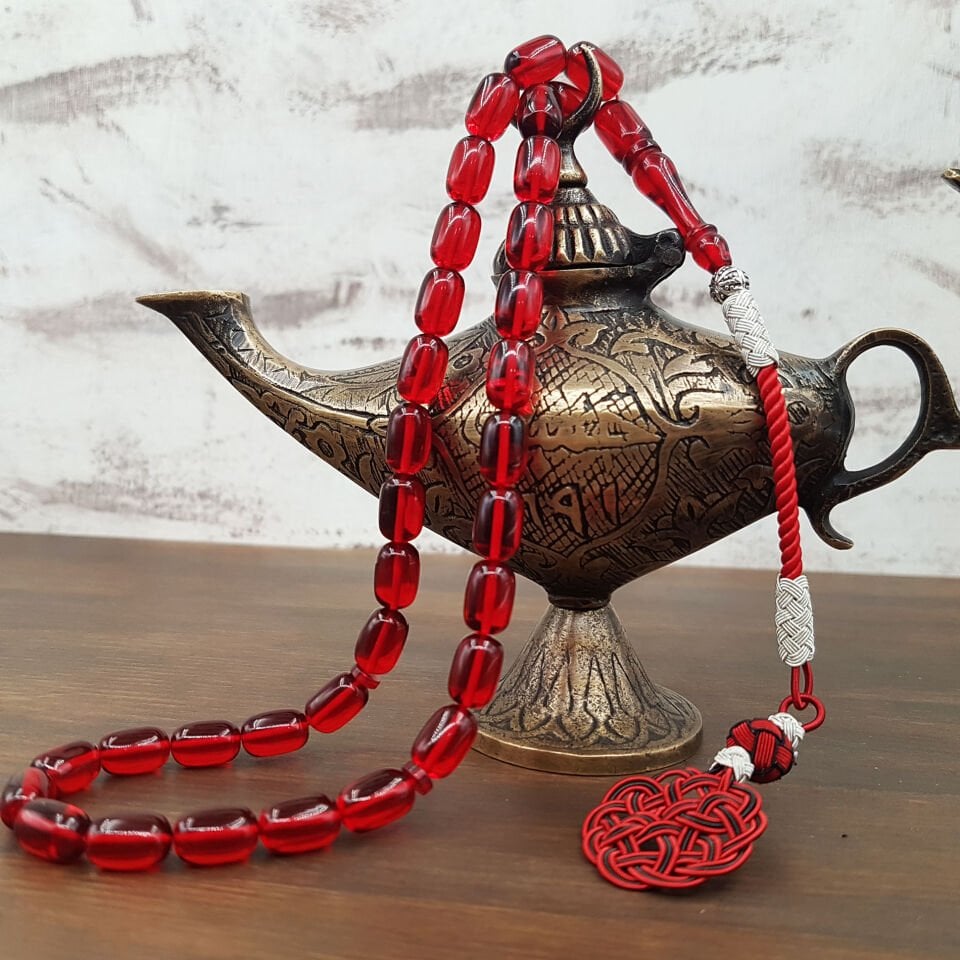 Kazaz Tasarım Kırmızı Kapsül Ateş Kehribar Tesbih