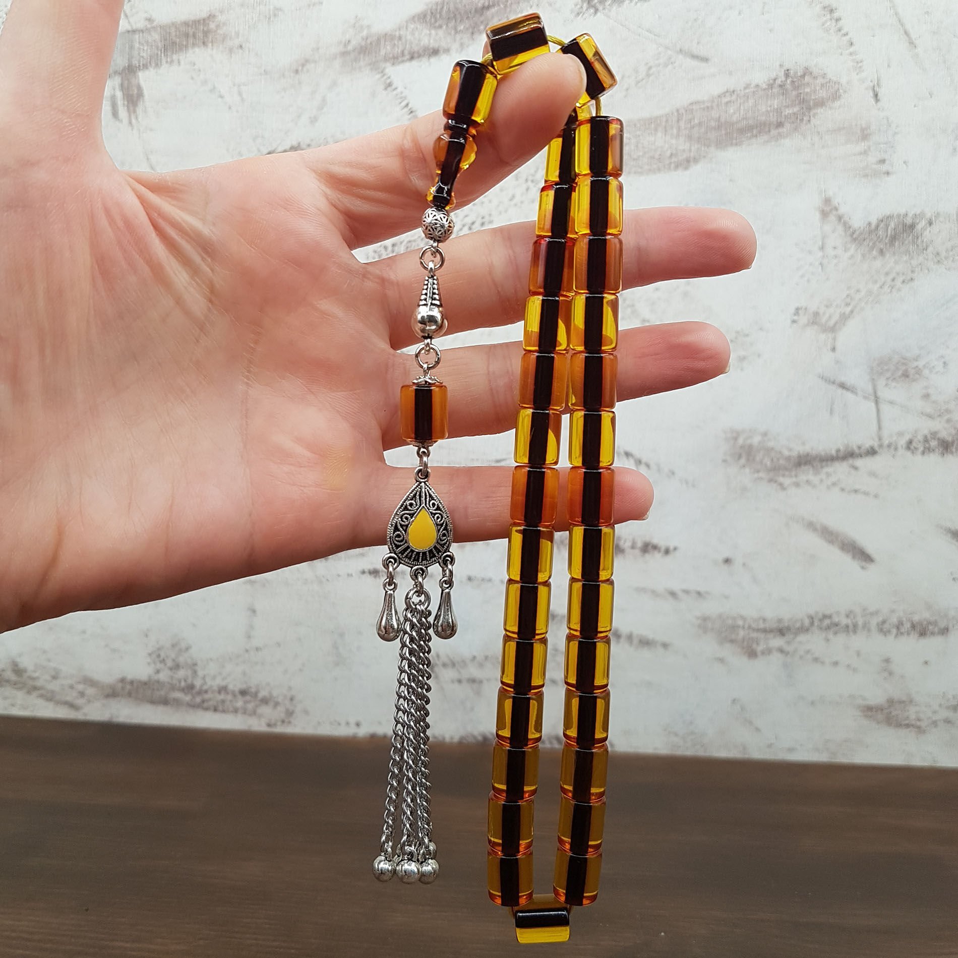 Havşa Delim Oval Kesme Ateş Kehribar Tesbih