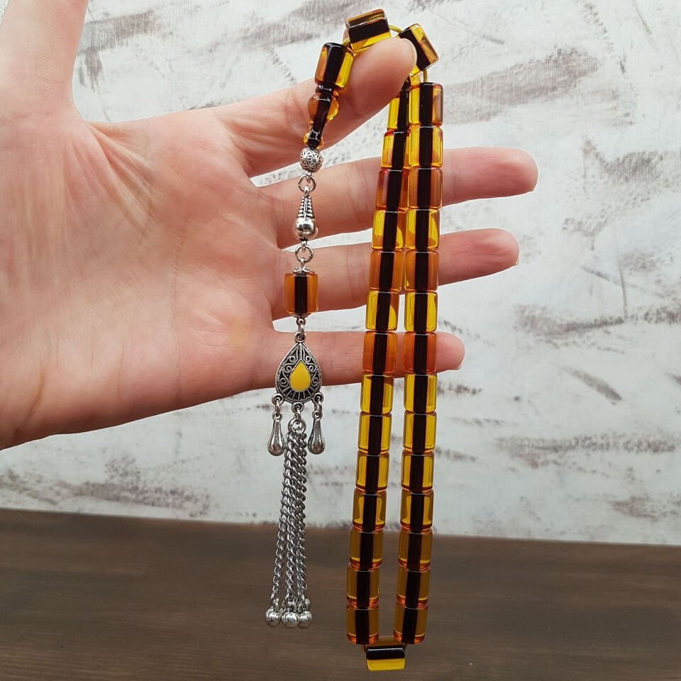 Havşa Delim Oval Kesme Ateş Kehribar Tesbih