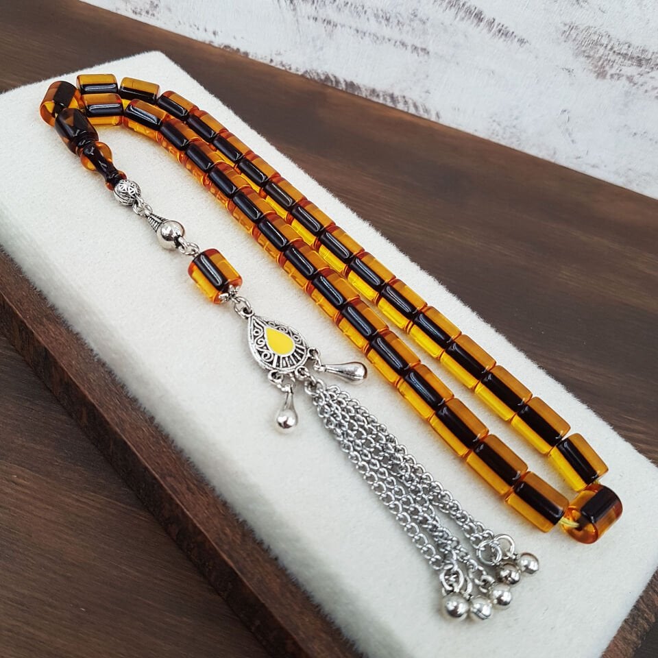 Havşa Delim Oval Kesme Ateş Kehribar Tesbih