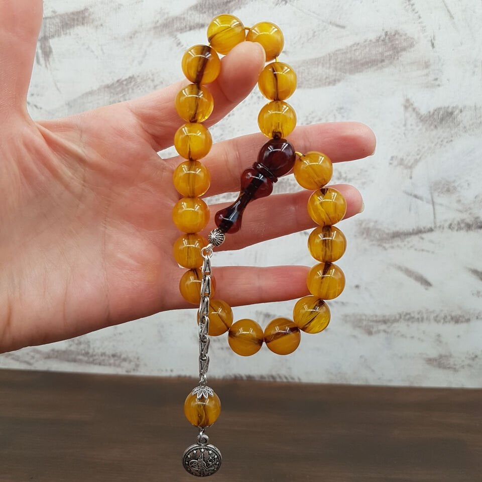 Dik Damar Maskot Sıkma Kehribar Tesbih