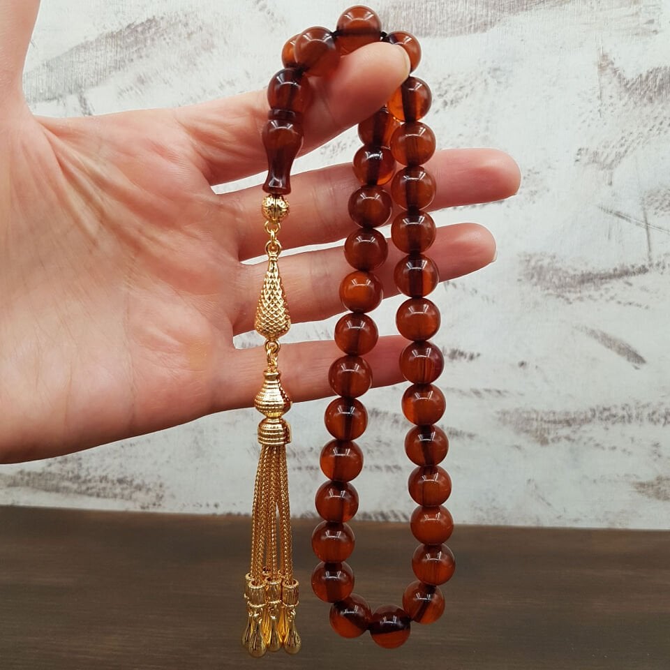 Kahve Hareli Küre sıkma Kehribar Tesbih