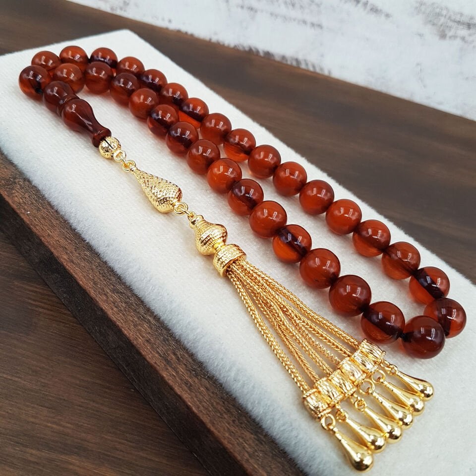 Kahve Hareli Küre sıkma Kehribar Tesbih