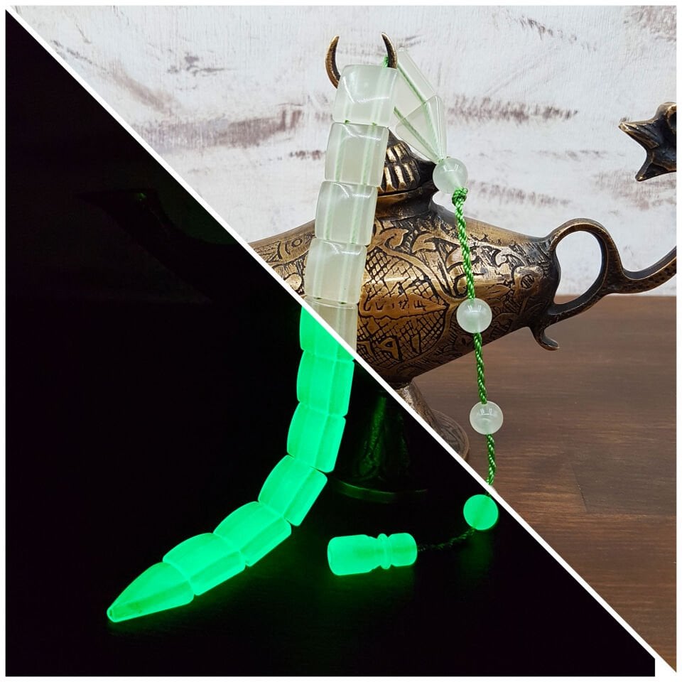 Balık Model Fosforlu Kedi Gözü Tesbih