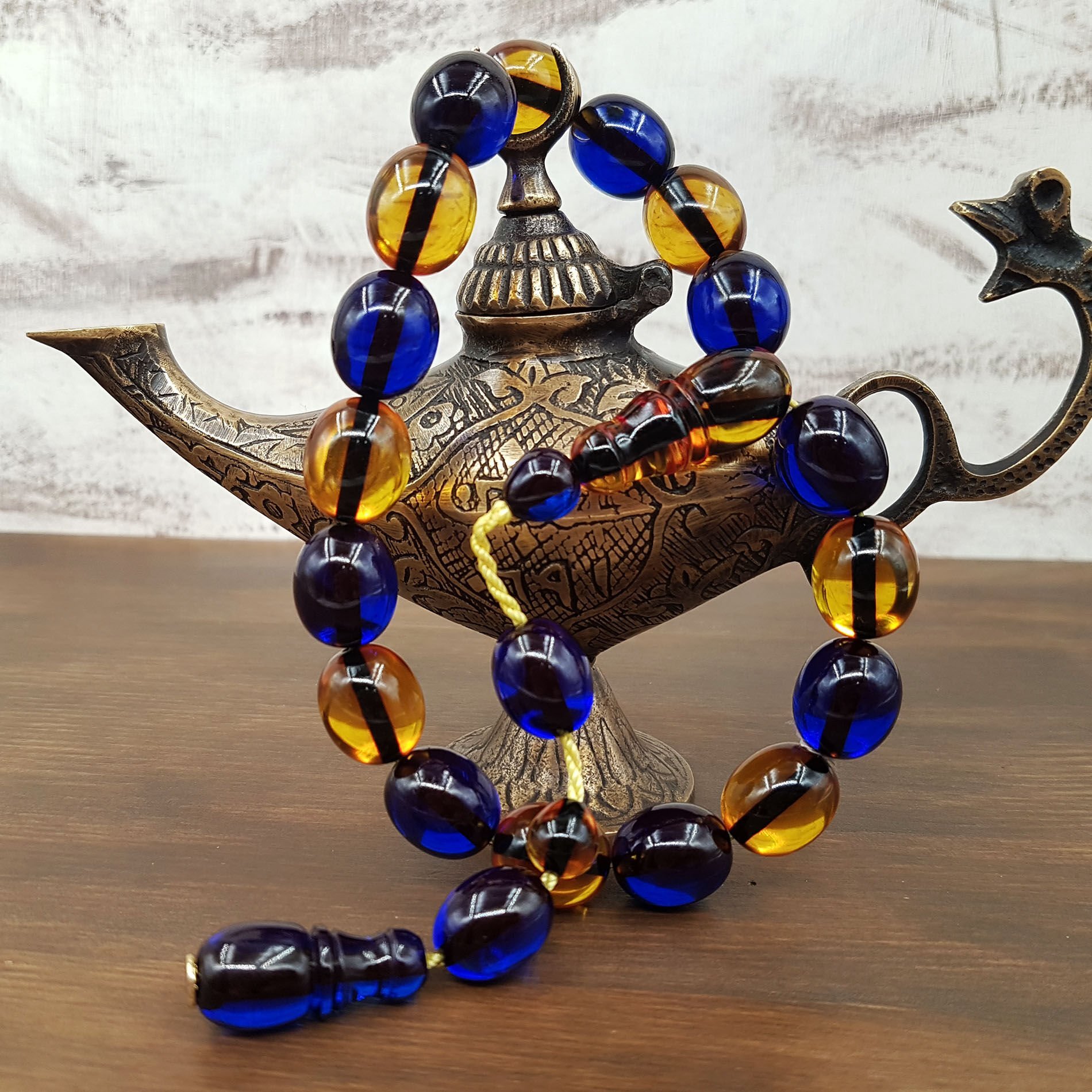 Maskot  Sarı Lacivert Ateş Kehribar Tesbih