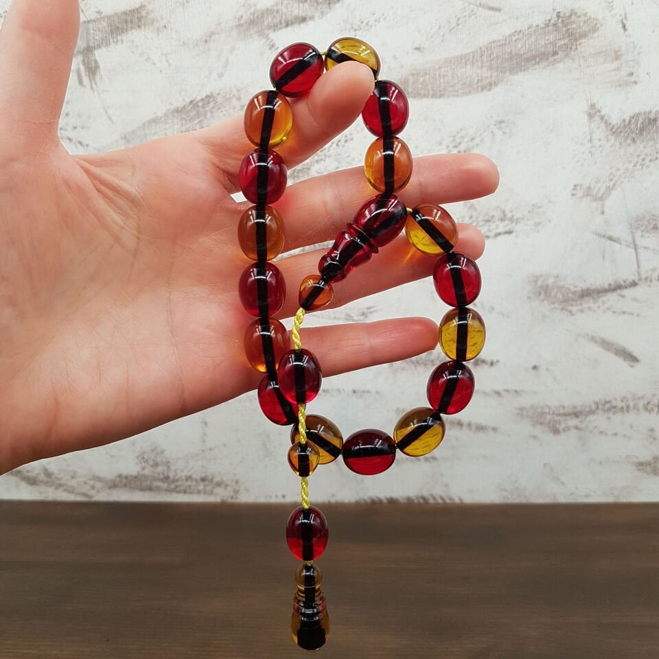 Sarı Kırmızı Maskot Ateş Kehribar Tesbih