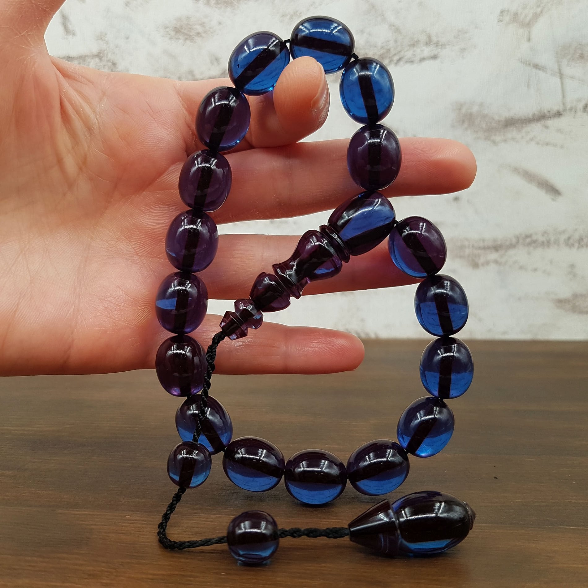 Mavi Maskot Ateş Kehribar Tesbih