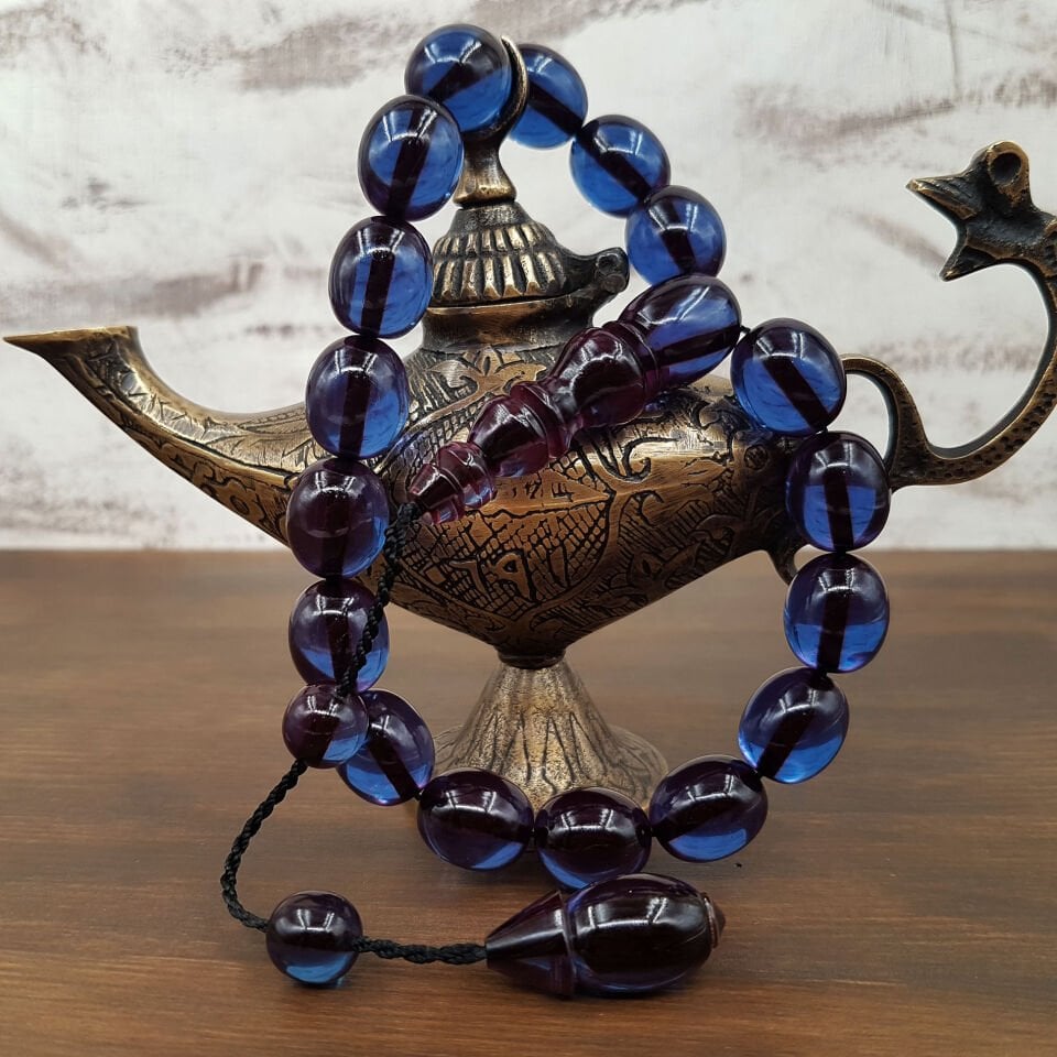 Mavi Maskot Ateş Kehribar Tesbih