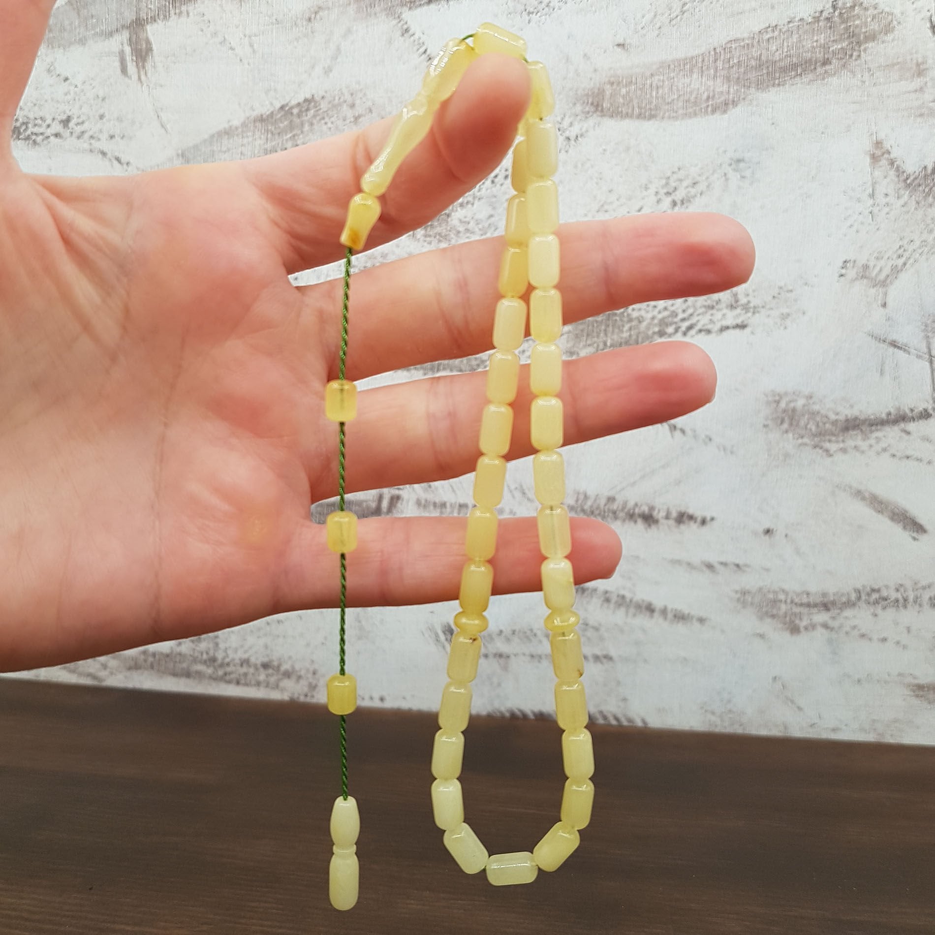 Bilek Boy Kapsül Kesim Damla Kehribar Tesbih No:4