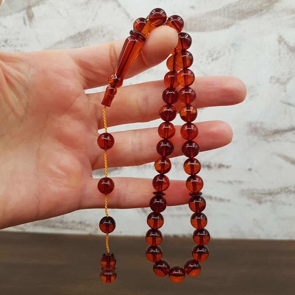 Bilek Boy Kahve Damla Kehribar Tesbih