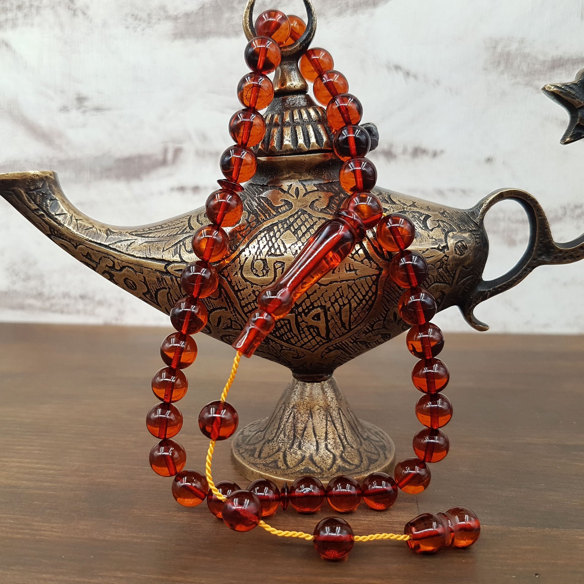 Bilek Boy Kahve Damla Kehribar Tesbih