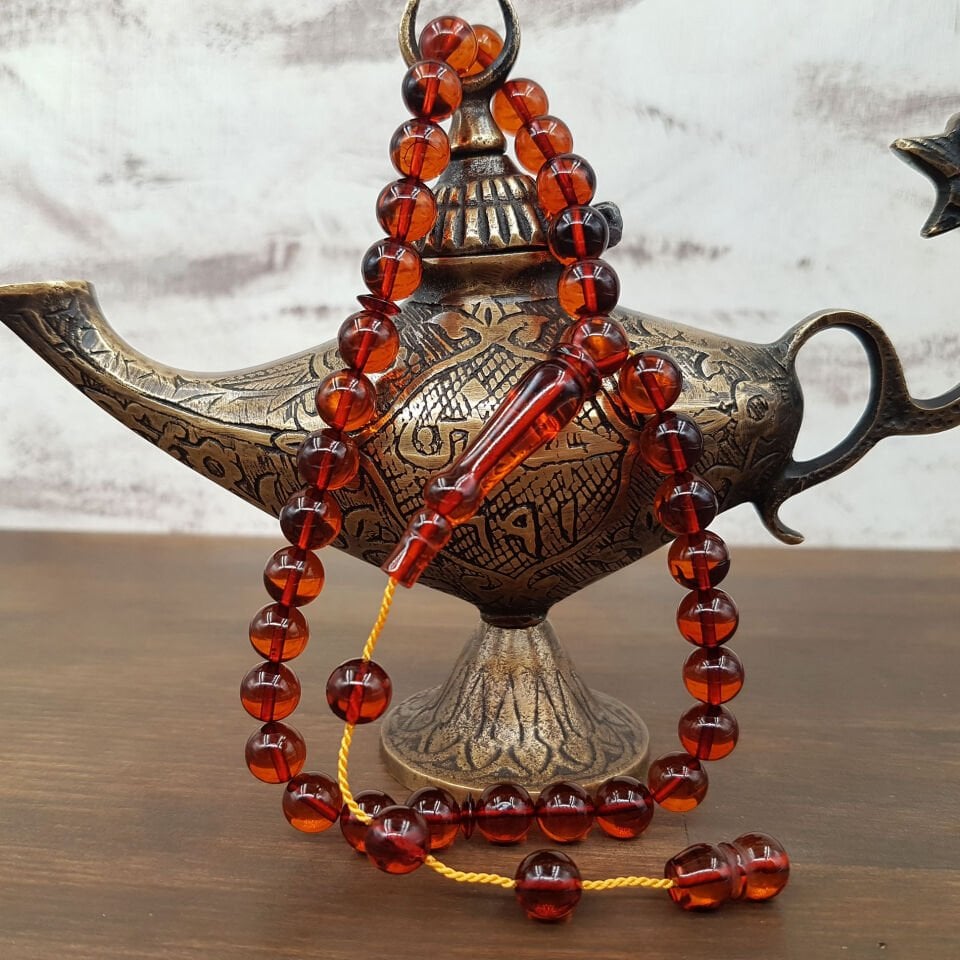 Bilek Boy Kahve Damla Kehribar Tesbih