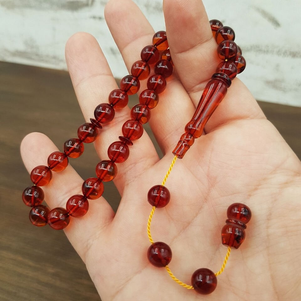 Bilek Boy Kahve Damla Kehribar Tesbih