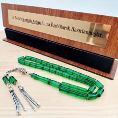 Gümüş Püskül Yeşil Kesme Ateş Kehribar