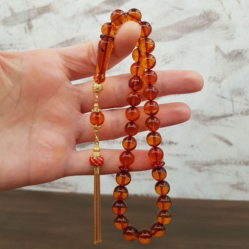 Bal Rengi Bürokrat Boy Damla Kehribar Tesbih