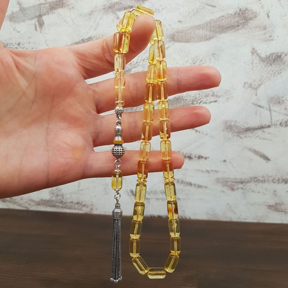 Kapsül Kesim Şeffaf Kaya Damla Kehribar Tesbih