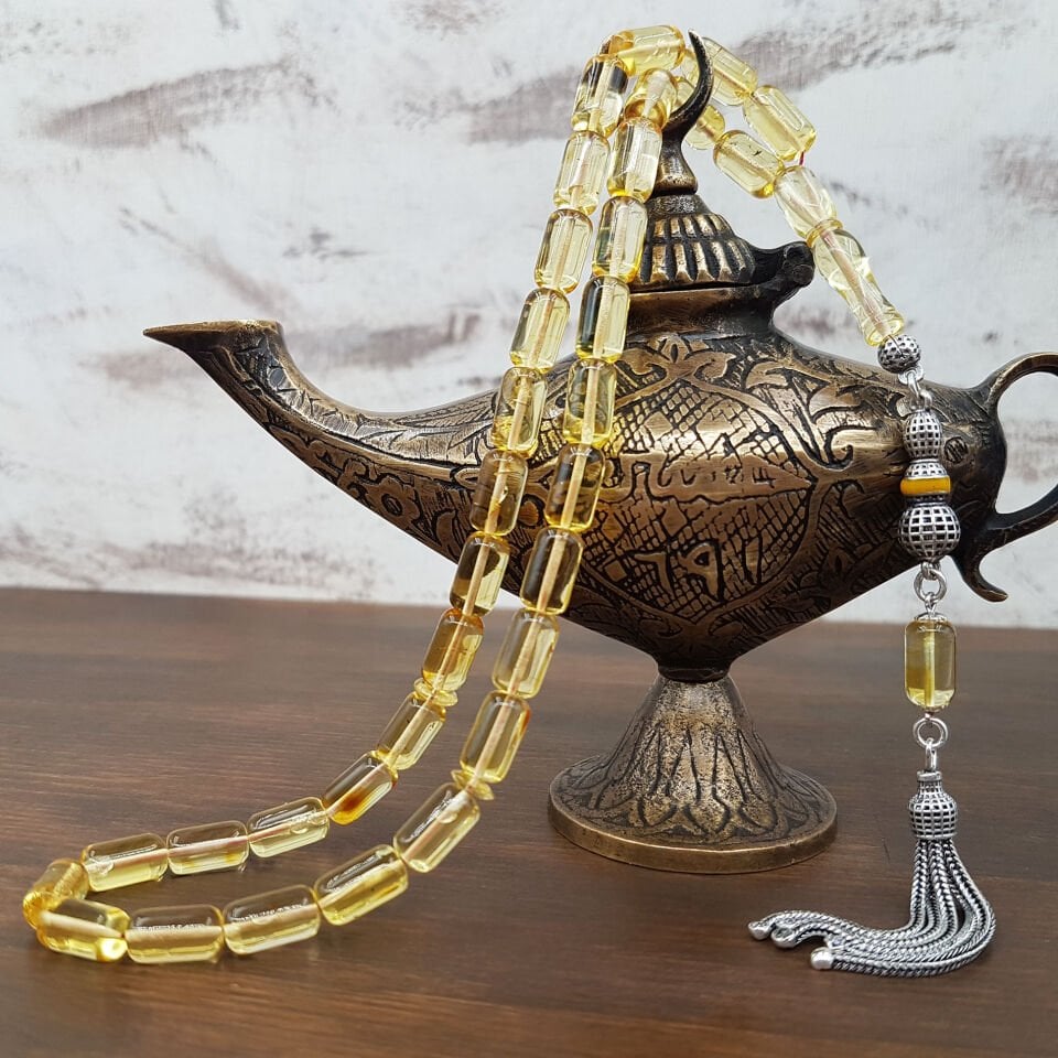 Kapsül Kesim Şeffaf Kaya Damla Kehribar Tesbih