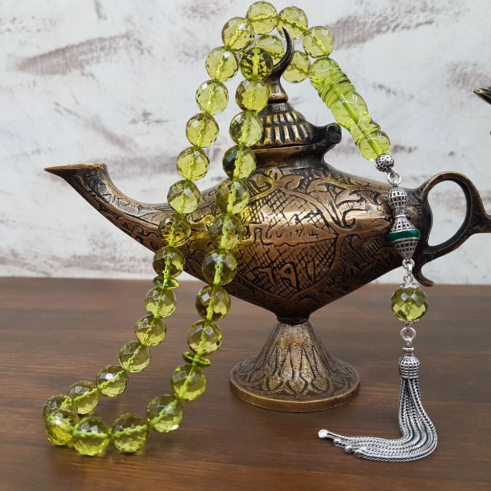 Kristal Özel Kesim Yeşim Damla Kehribar Tesbih