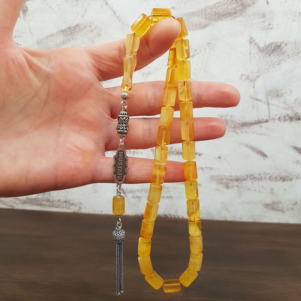 Kişiye Özel İsimli Damla Kehribar Tesbih