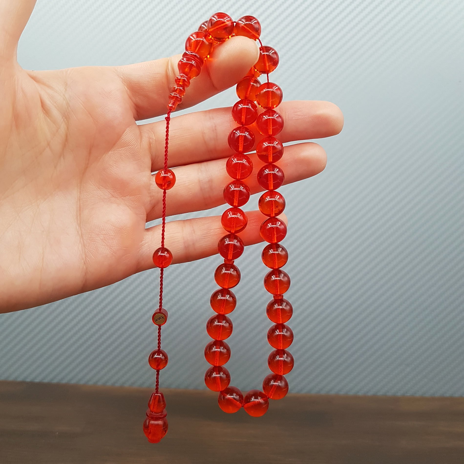 Turuncu Küre Kesim Ateş Kehribar Tesbih