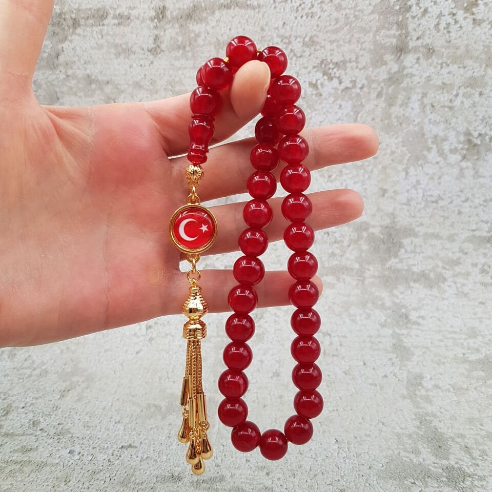 Havşa Delim Kırmızı Sedefli Küre Sıkma Kehribar