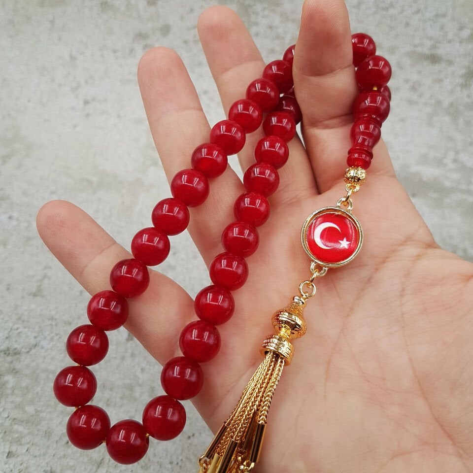 Havşa Delim Kırmızı Sedefli Küre Sıkma Kehribar