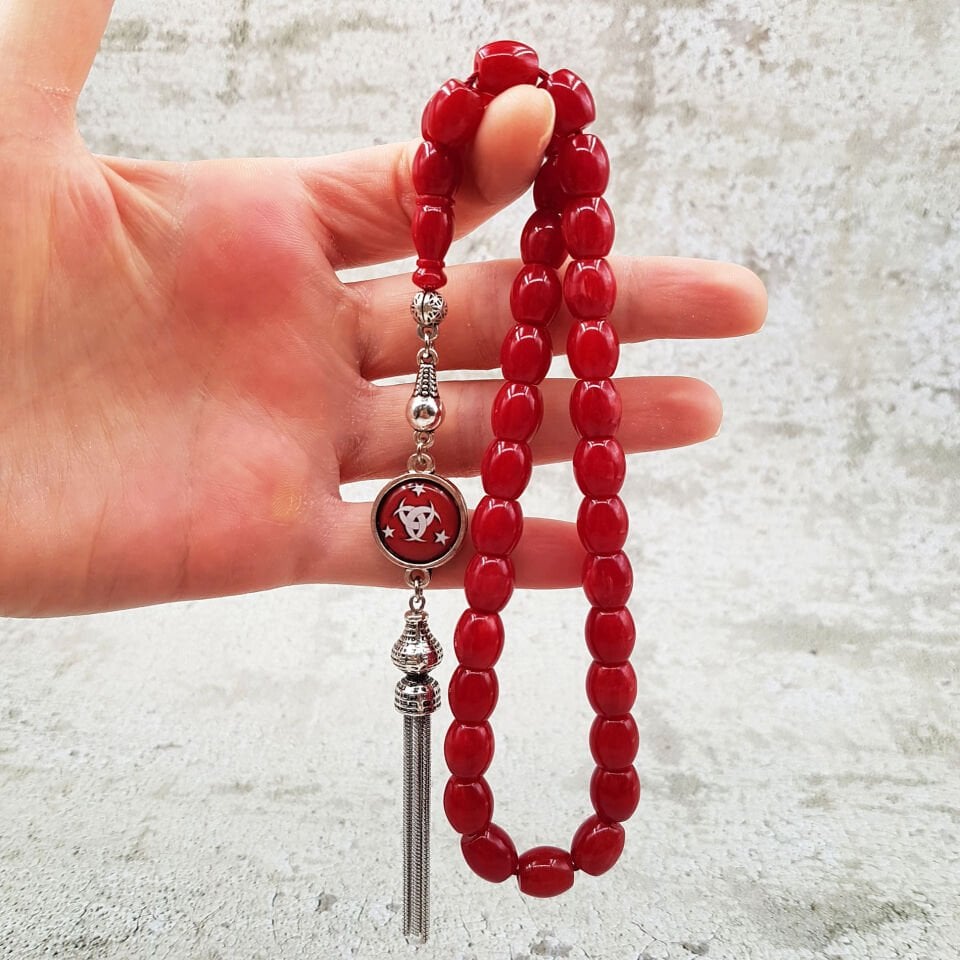 Havşa Delim Mercan Rengi Sıkma Kehribar Tesbih