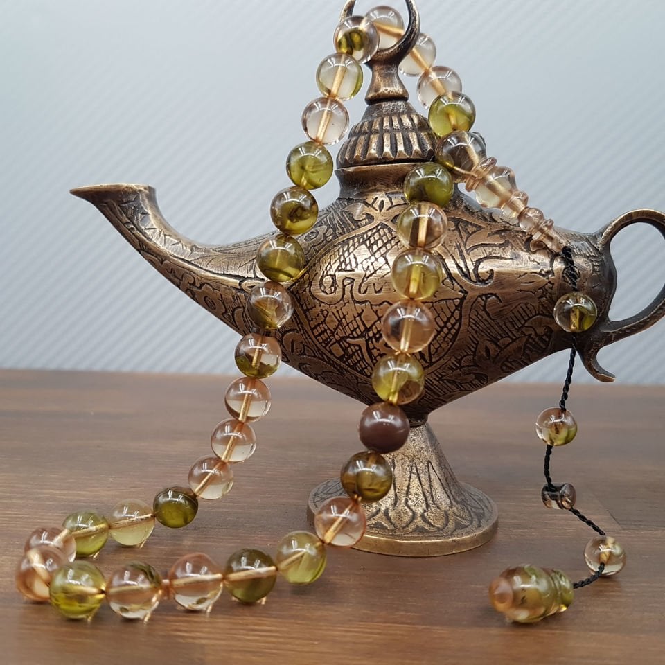 Yeşil Hareli Şeffaf Küre Ateş Kehribar