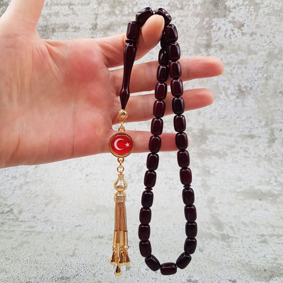 Kahverengi Sülün İmame Sıkma Kehribar Tesbih