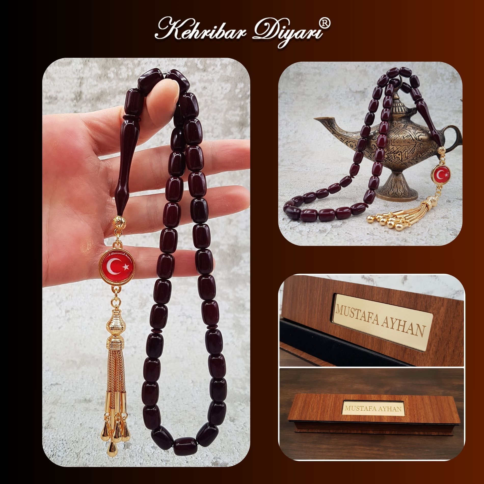 Kahverengi Sülün İmame Sıkma Kehribar Tesbih