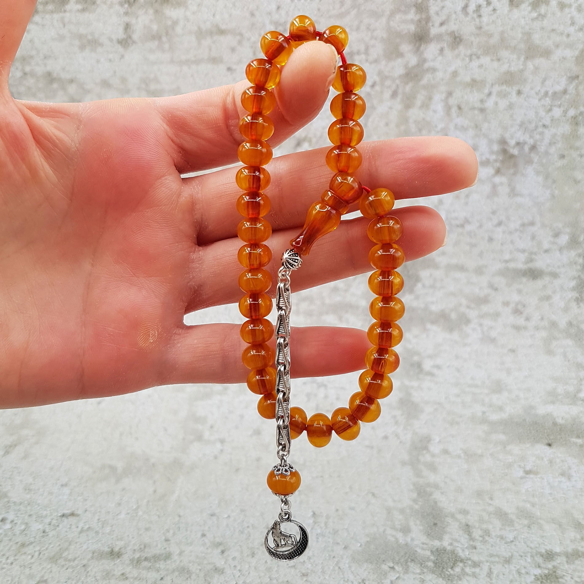 4 Parmak Küçük Boy Sıkma Kehribar Tesbih