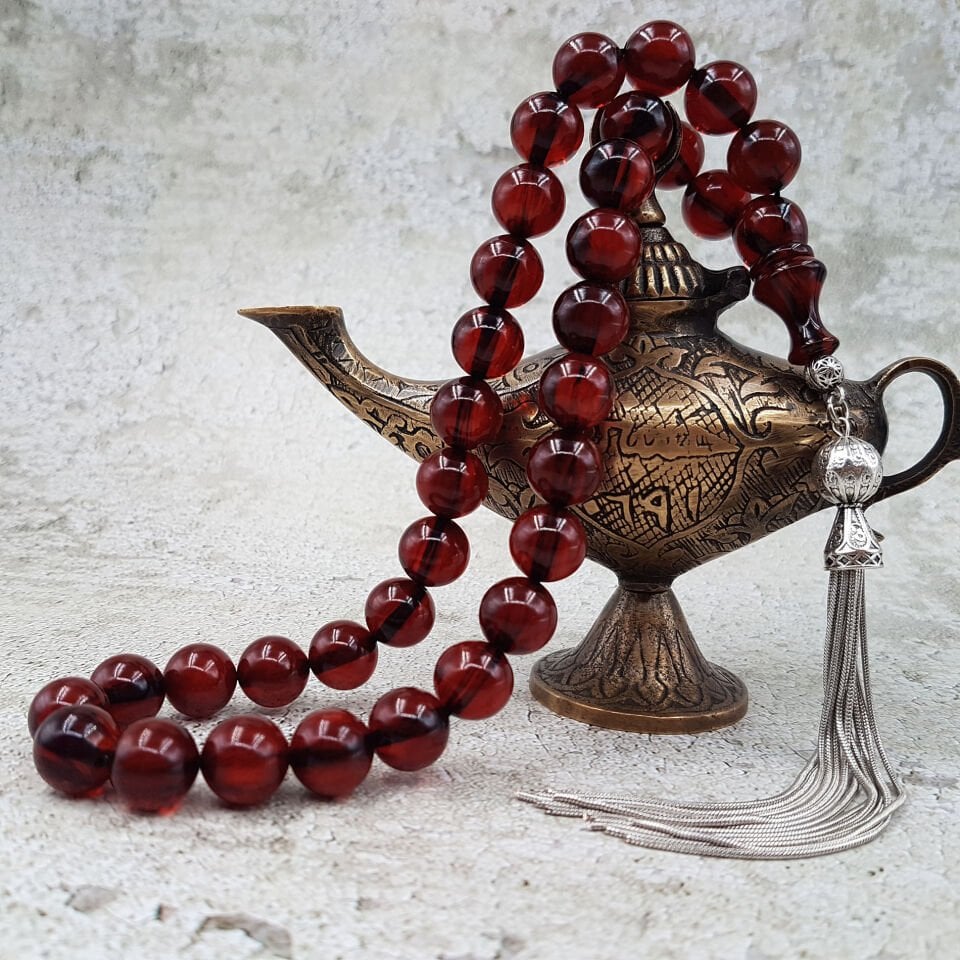 Büyük Boy Kahve Küre Sıkma Kehribar Tesbih