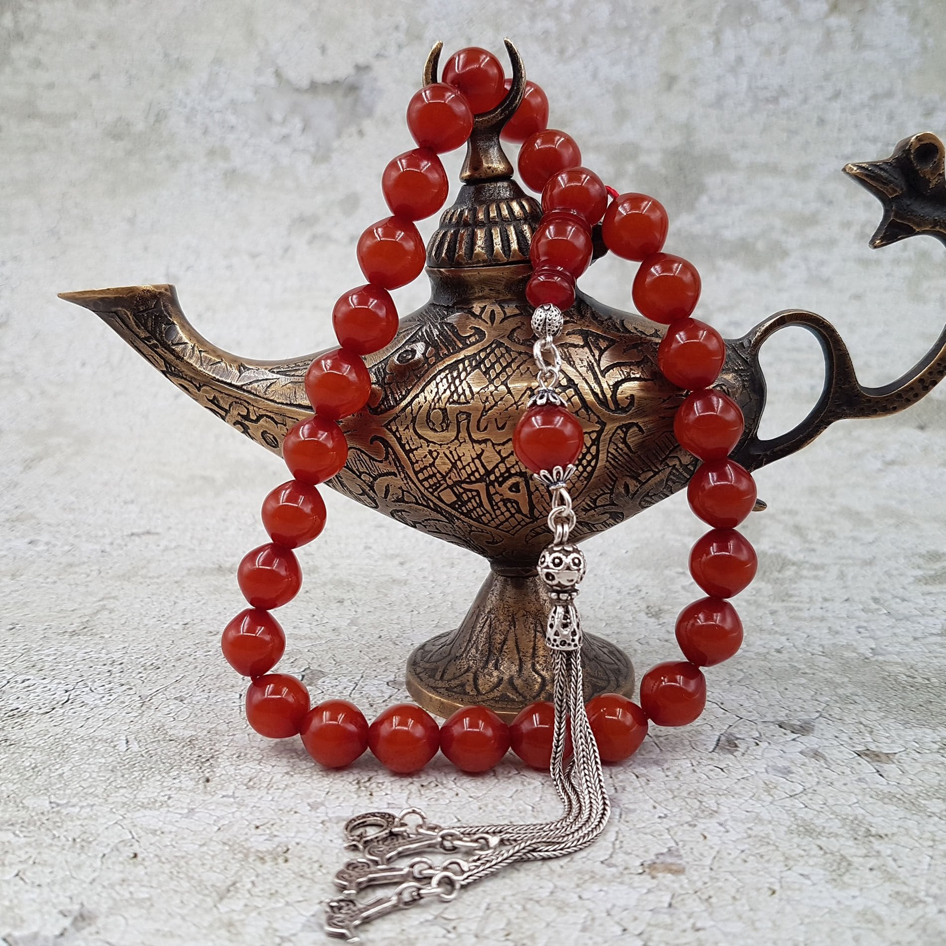 26 Habbe Eski Sıkma Kehribar Tesbih