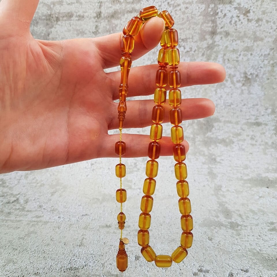 Vefa Usta İmzalı Sarı Ateş Kehribar Tesbih