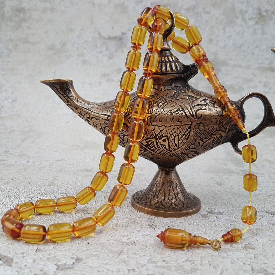 Vefa Usta İmzalı Sarı Ateş Kehribar Tesbih