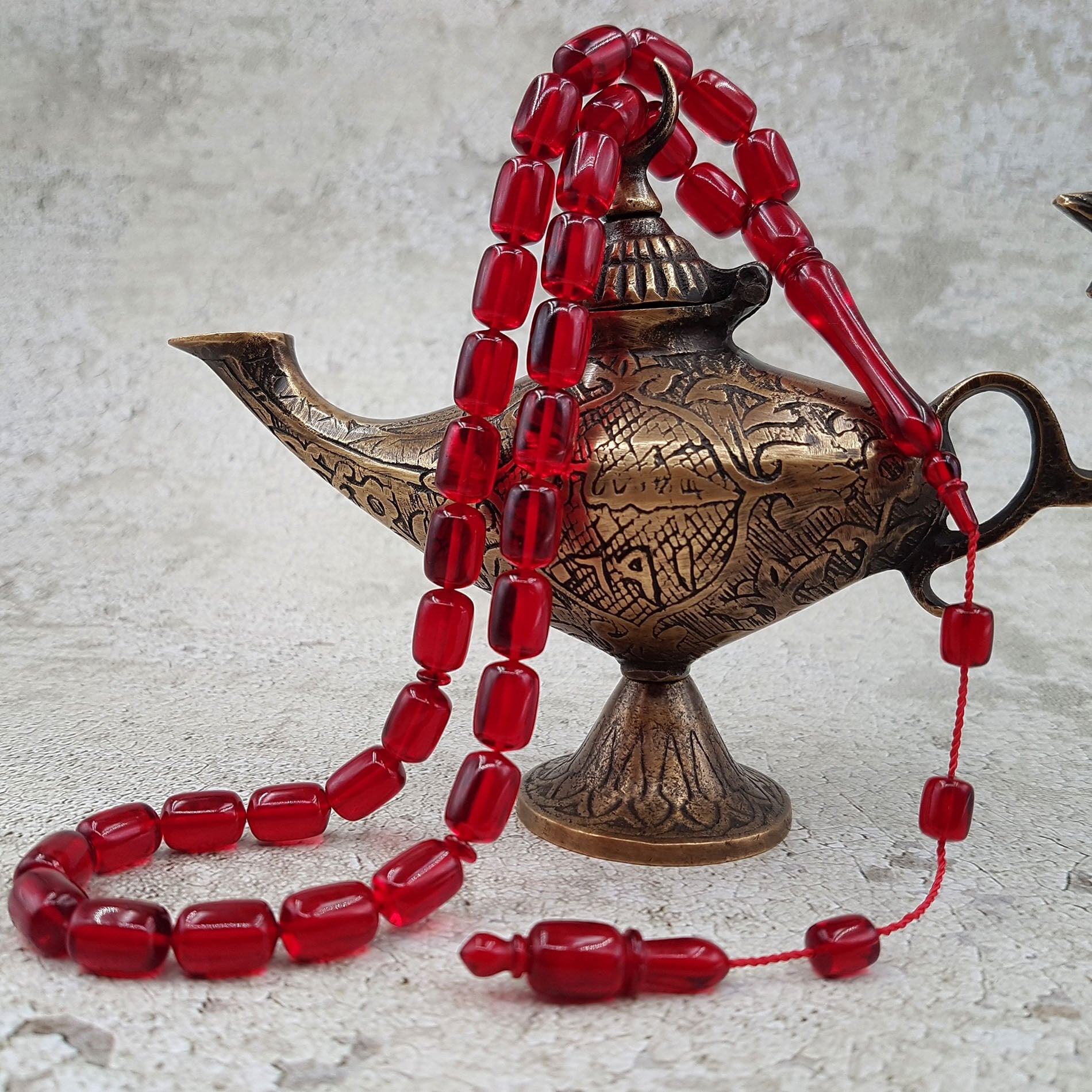 Kırmızı Kapsül Kesim Ateş Kehribar Tesbih